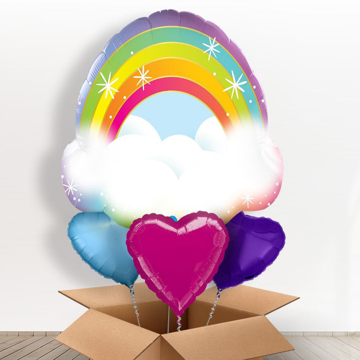 Rainbow Cloud Giant Shaped Balloon in a Box Gift - With 3 Themed Balloons | Small Indoor Plants