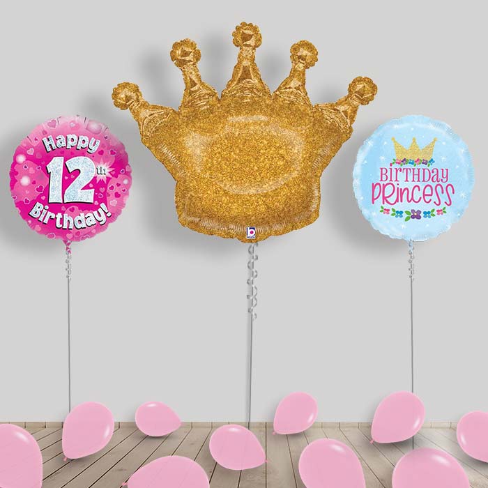 Princess Balloons Display Package in a Box - 12th Birthday | Small Indoor Plants