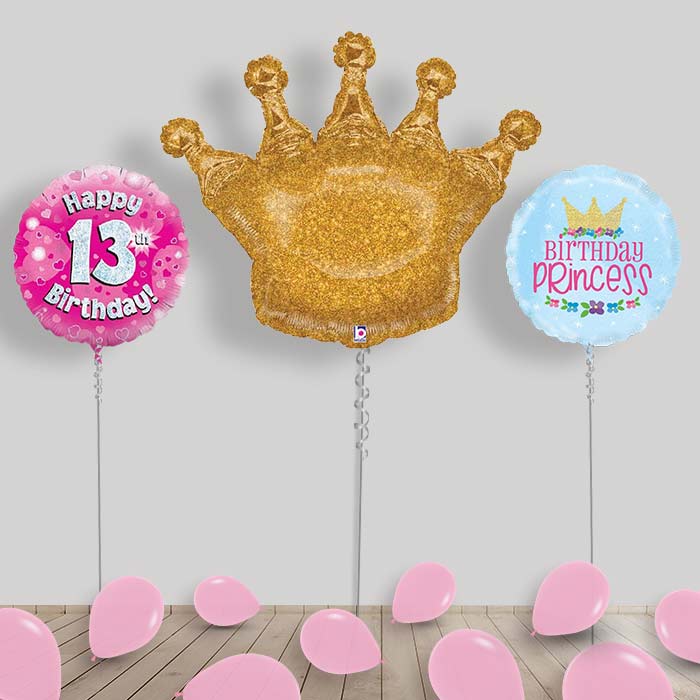 Princess Balloons Display Package in a Box - 13th Birthday | Small Indoor Plants