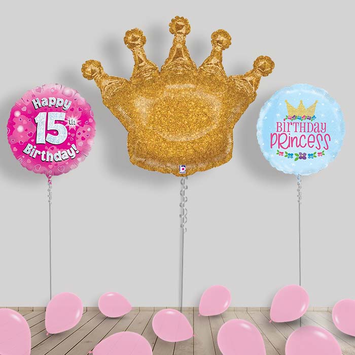 Princess Balloons Display Package in a Box - 15th Birthday | Small Indoor Plants