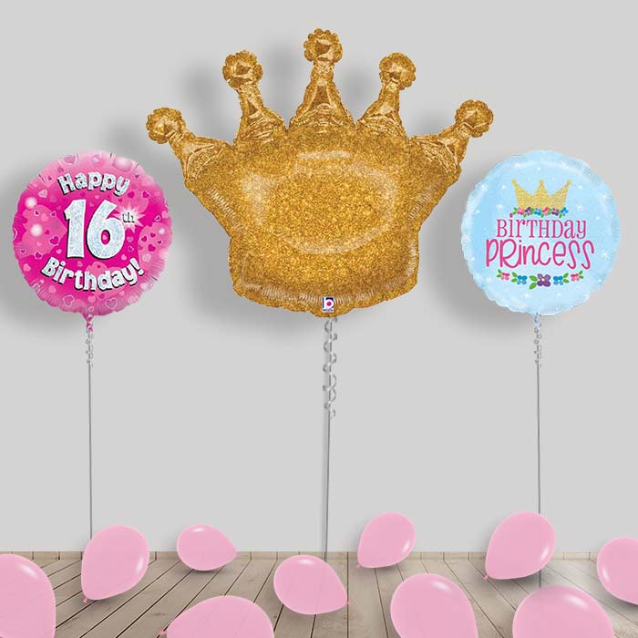 Princess Balloons Display Package in a Box - 16th Birthday | Small Indoor Plants