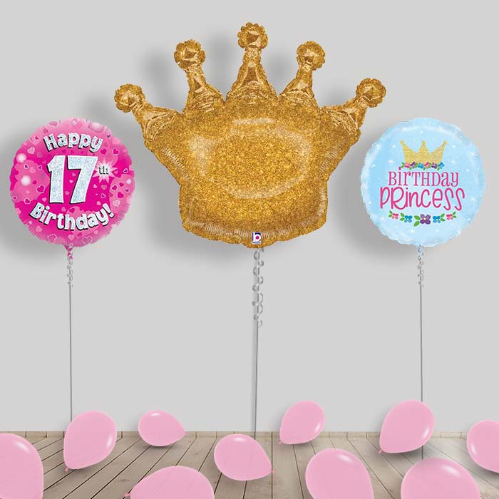 Princess Balloons Display Package in a Box - 17th Birthday | Small Indoor Plants