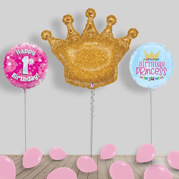 Princess Balloons Display Package in a Box - 1st Birthday | Small Indoor Plants