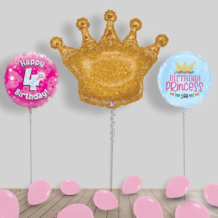 Princess Balloons Display Package in a Box - 4th Birthday | Small Indoor Plants