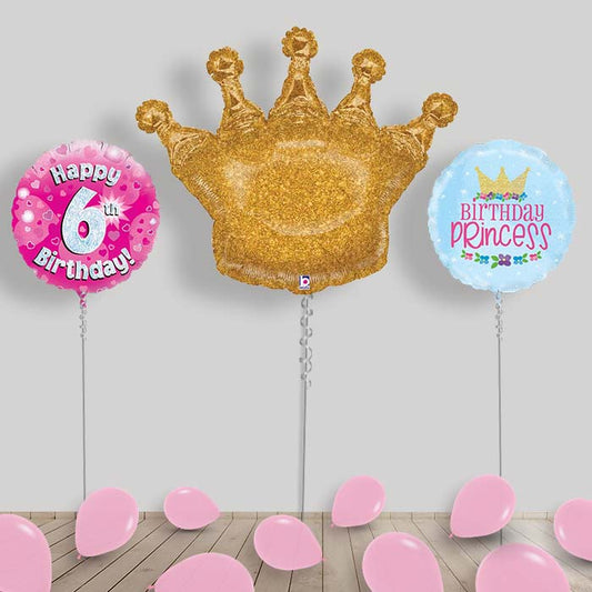 Princess Balloons Display Package in a Box - 6th Birthday | Small Indoor Plants