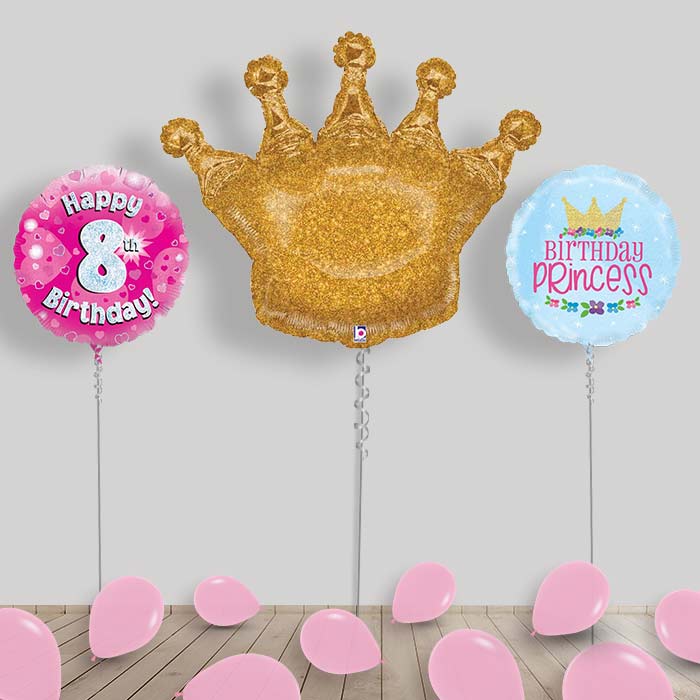 Princess Balloons Display Package in a Box - 8th Birthday | Small Indoor Plants