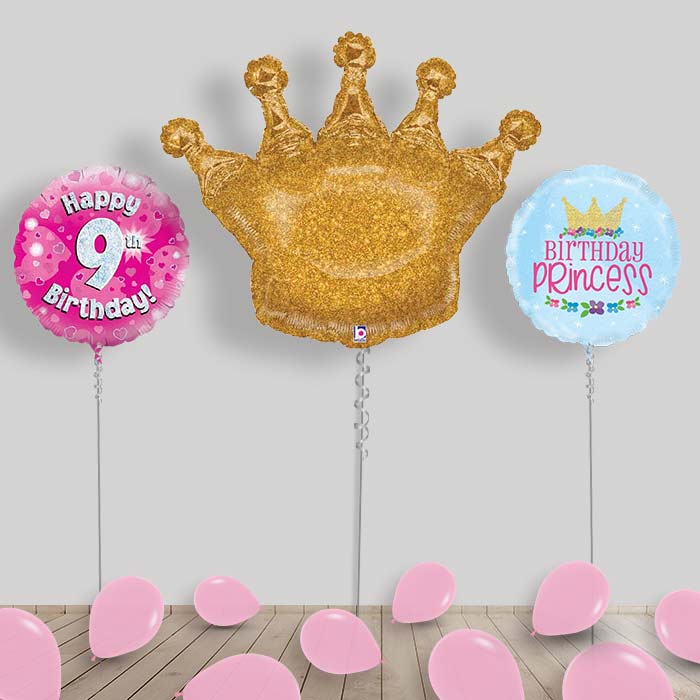 Princess Balloons Display Package in a Box - 9th Birthday | Small Indoor Plants