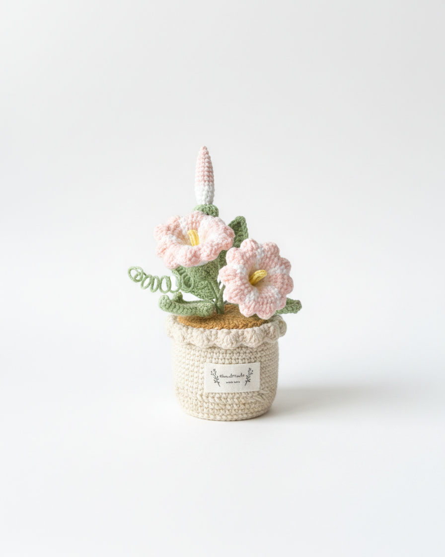 Handmade Crochet Morning Glories Flowers Table Charm