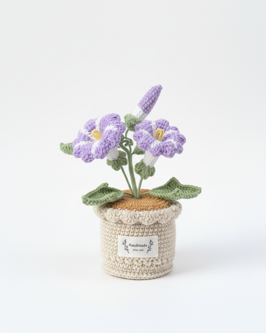 Handmade Crochet Morning Glories Flowers Table Charm