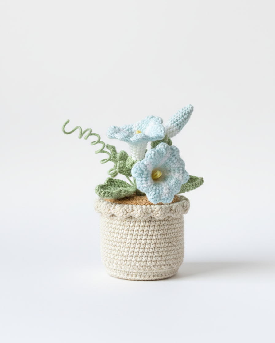 Handmade Crochet Morning Glories Flowers Table Charm