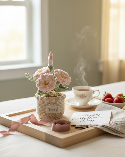 Handmade Crochet Morning Glories Flowers Table Charm