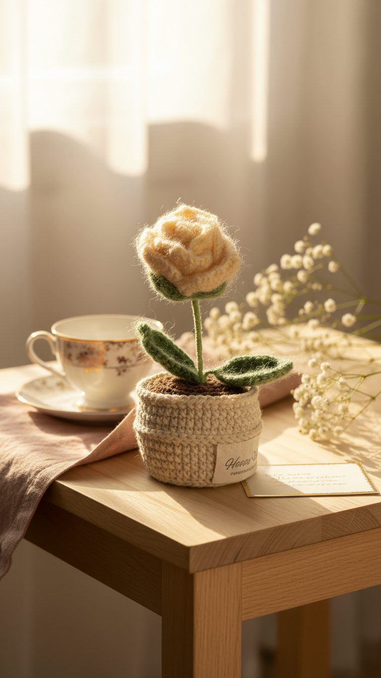 The Everlasting Queen Rose Handmade Crochet Flower Gift