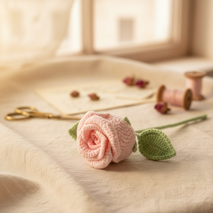 Handmade Single Crochet Rose Gift