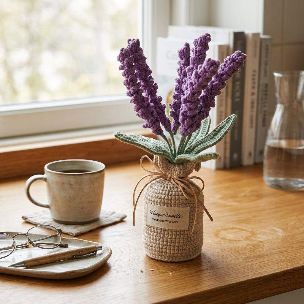 Handmade Crochet Lavender Plant Gift