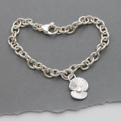Poppy Flower Personalised Silver Charm