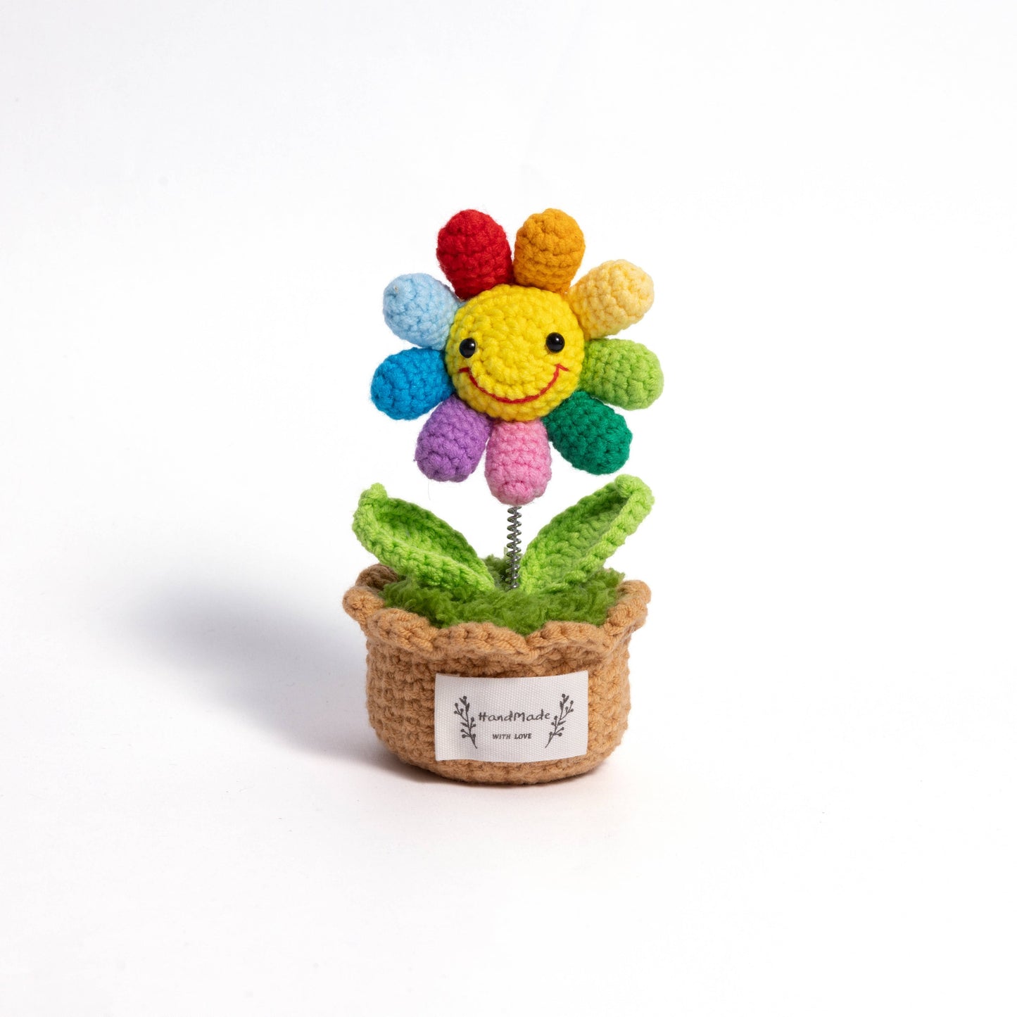 Handcrafted Crochet Smiling Sunflower Plant in Pot