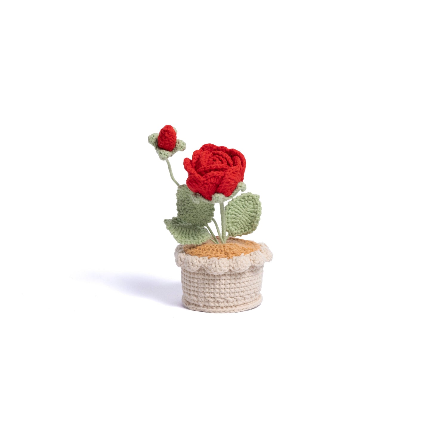 Roses Table-top Plant in a Pot Handmade Crochet Gift