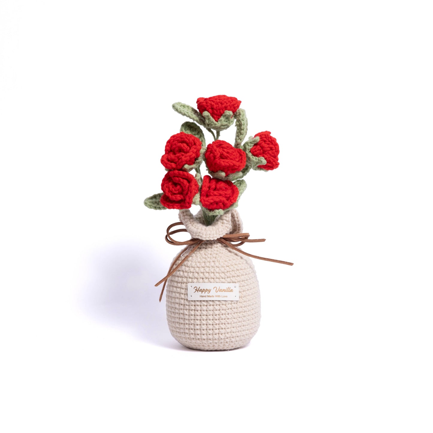 Roses Table-top Plant in a Pot Handmade Crochet Gift