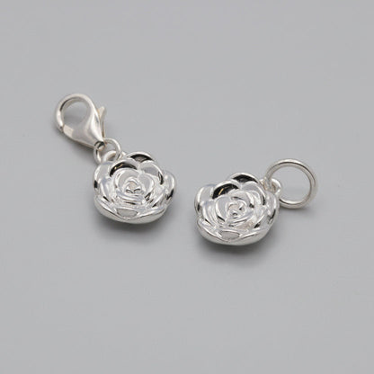 Rose Flower Personalised  Silver Charm