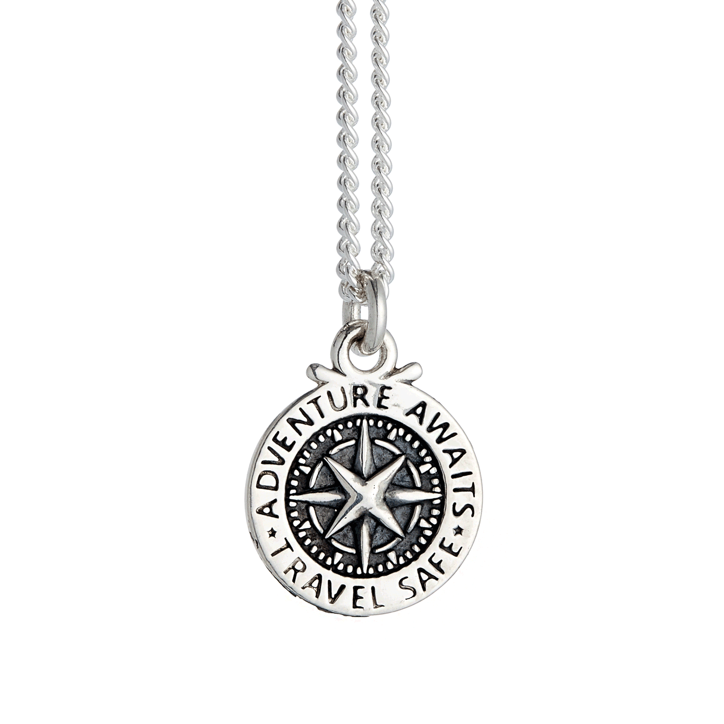 Travel Safe Compass Personalised Silver Charm