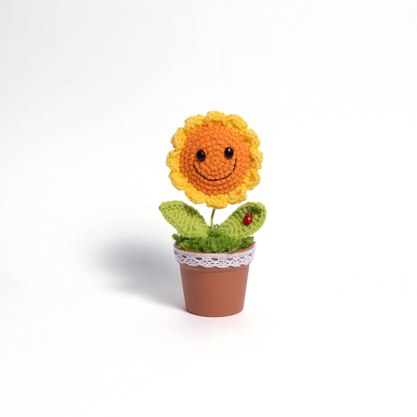 Handcrafted Crochet Smiling Sunflower Plant in Pot