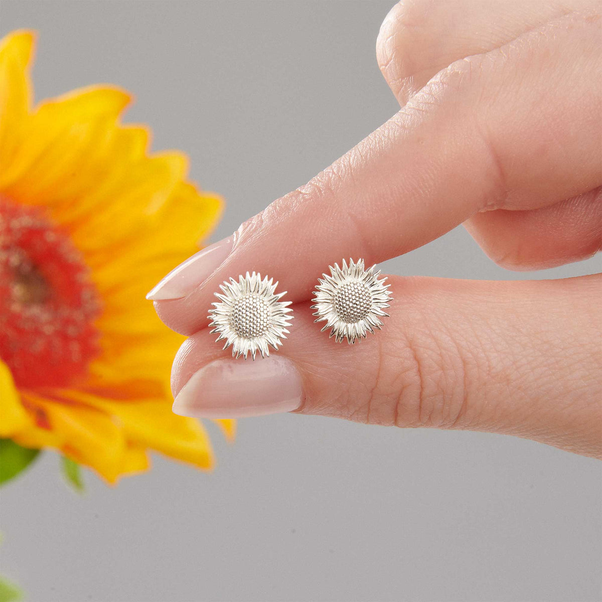 Sunflower Silver Stud Earrings