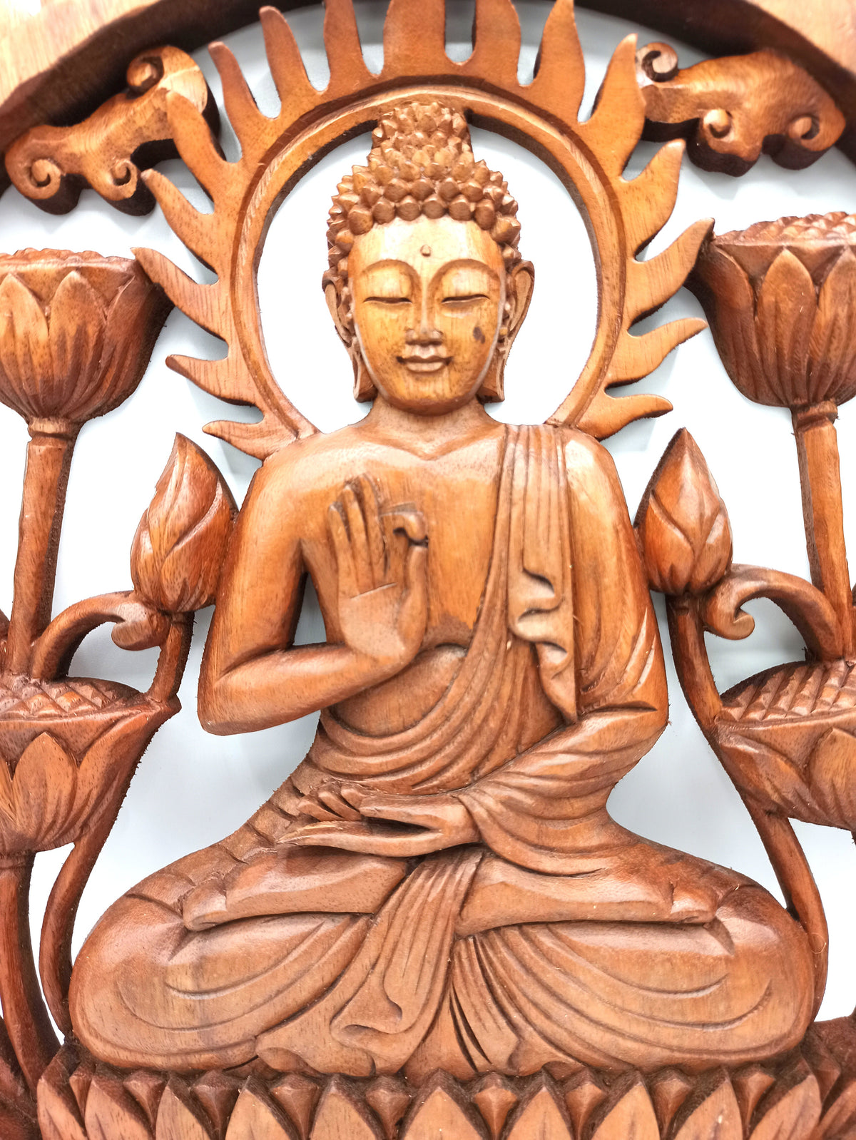 Hand Carved Buddha Statue - 40cm Welcome